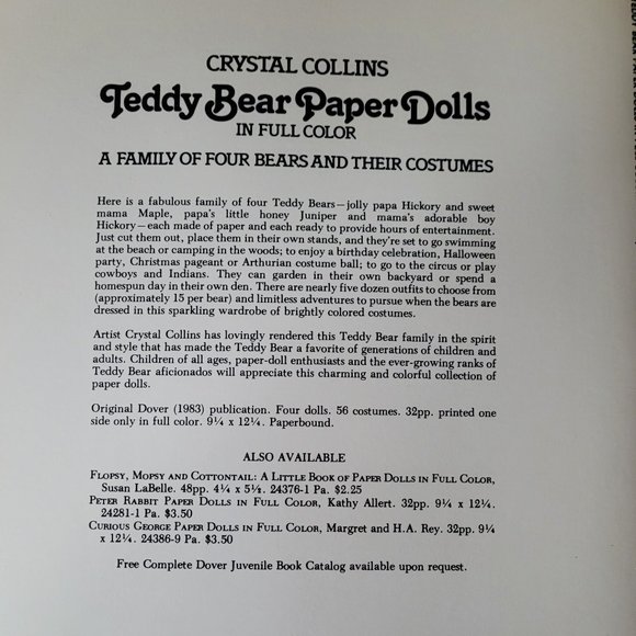 Vintage Teddy Bear Paper Dolls by Crystal Collins - Picture 16 of 16